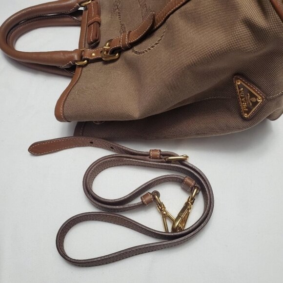 Prada Vintage Leather Canvas Shoulder Top Handle Bag - Picture 7 of 8